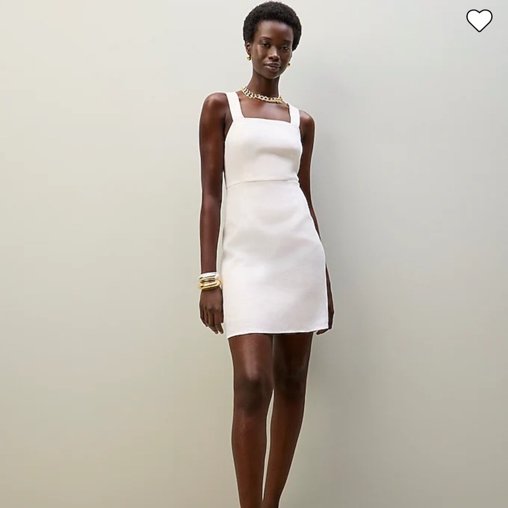 J. Crew Square Neck Stretch Linen White Mini Dress 20